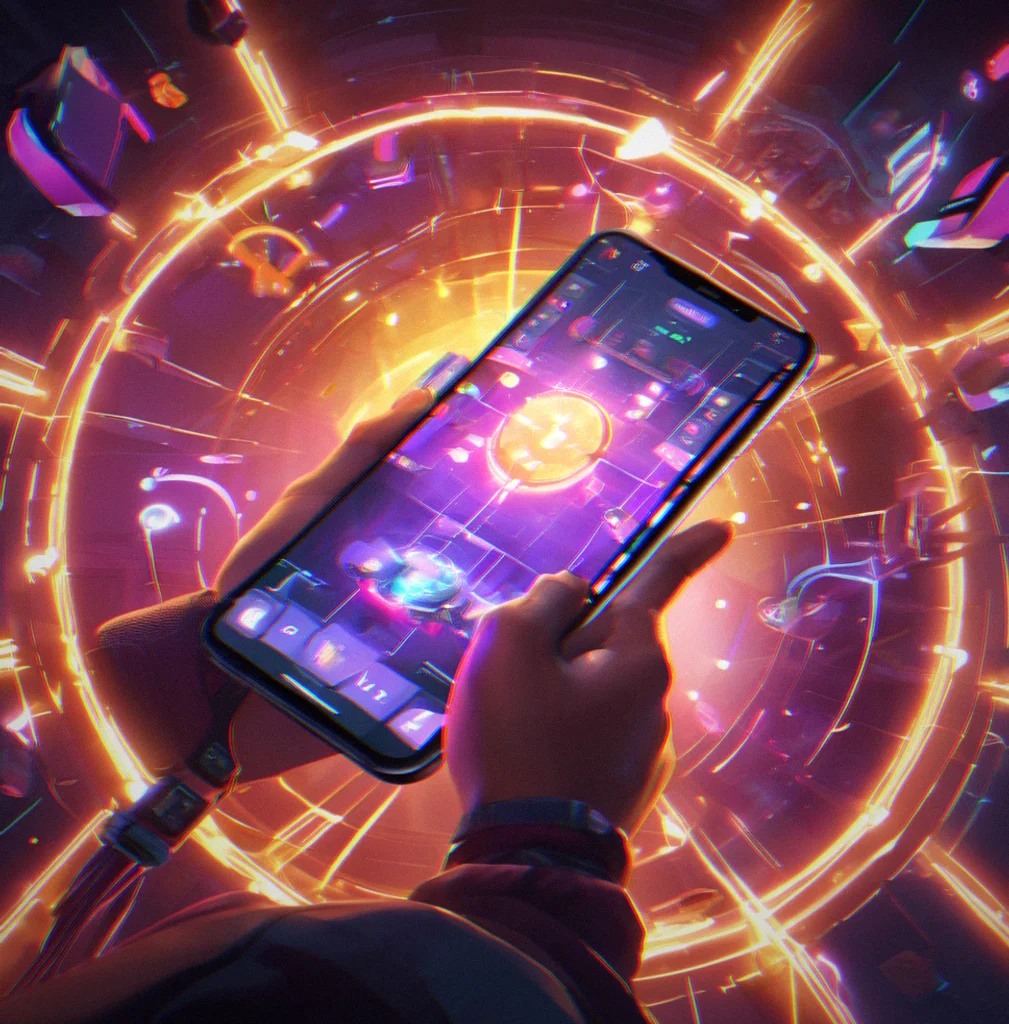Player in the middle of a performance with beat markers glowing in sync to the music